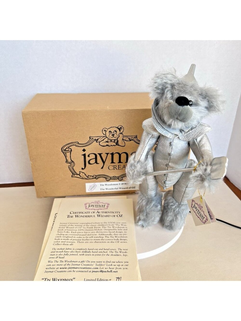 Wizard Of Oz Jaymar Creations Tin Man Bear Tags Box Certificate of Authenticity